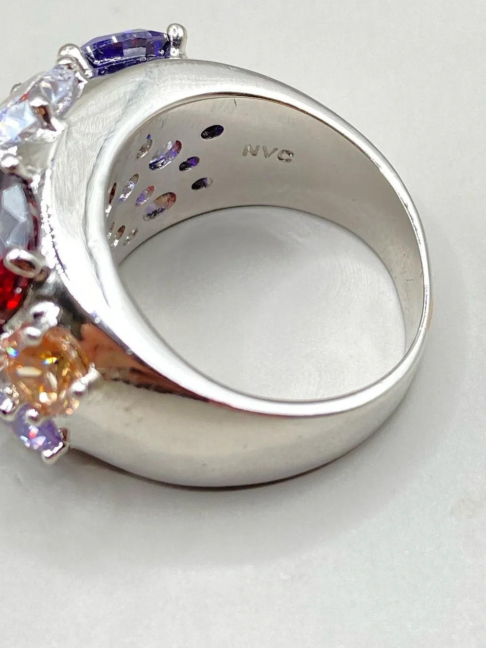 Vintage Natalia V Collister NVC Silver Tone Multicolor Gemstone Ring